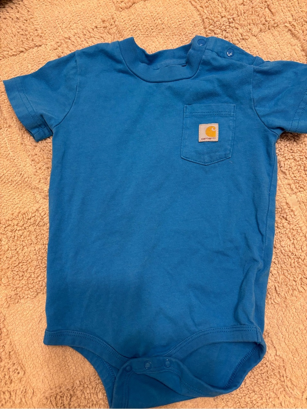 Carhartt Bright Blue Short-Sleeve Pocket Bodysuit for Kids